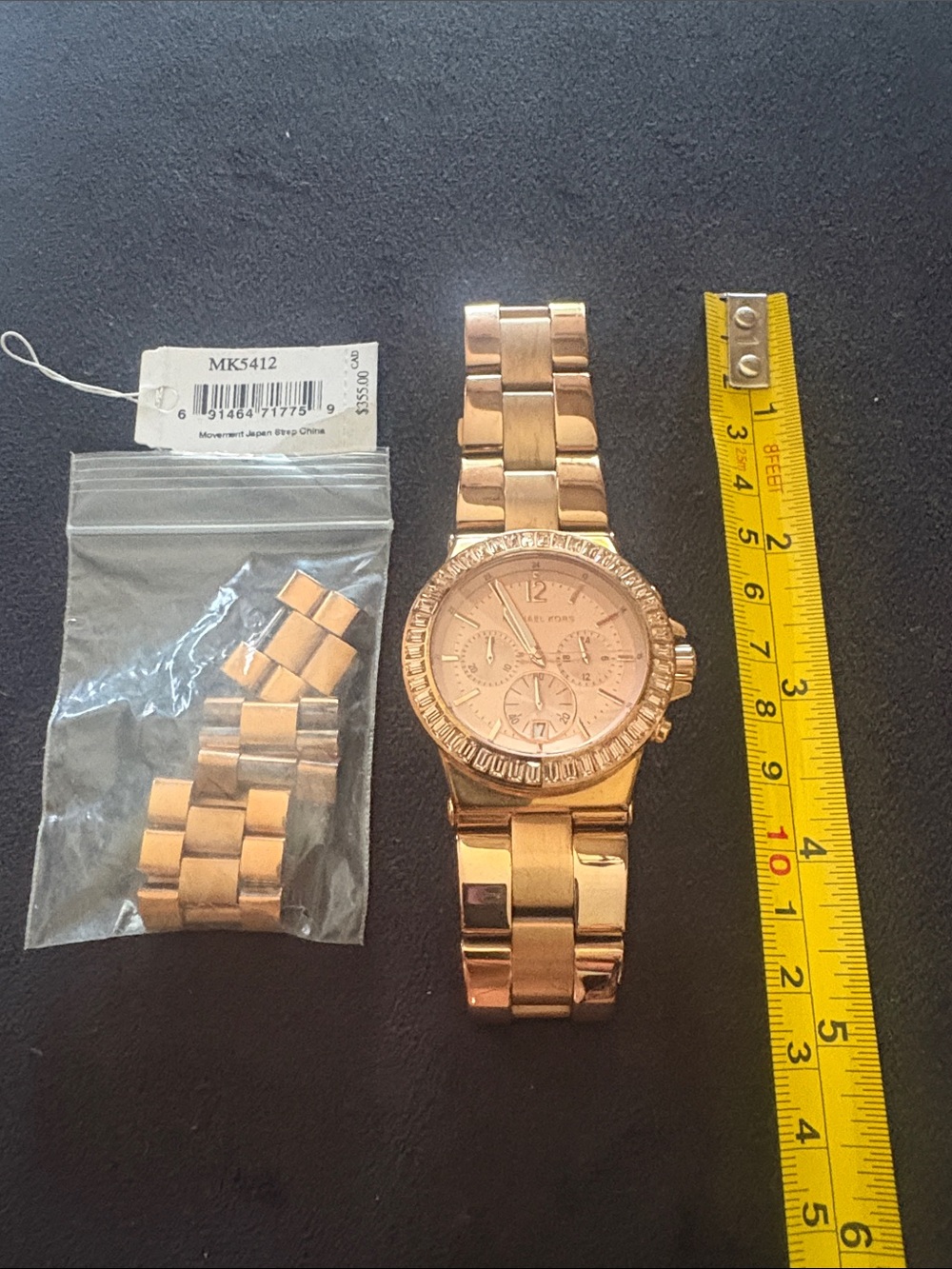 Michael Kors Rose Gold Tone Crystal Accent Bracelet Watch
